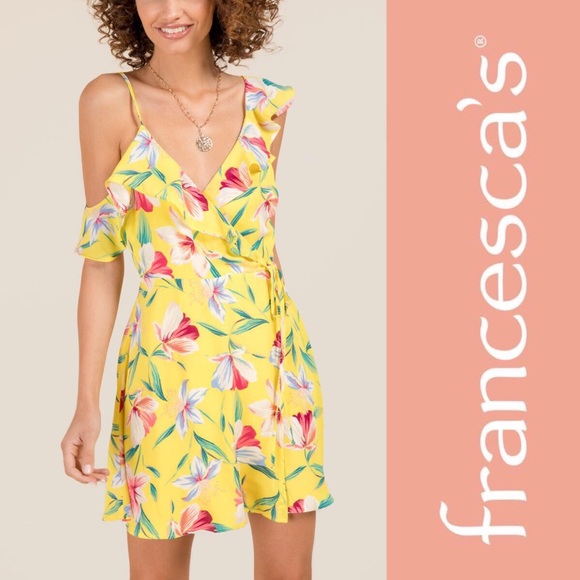 Off-the-Shoulder Floral Wrap Dress - Picture 3 of 6